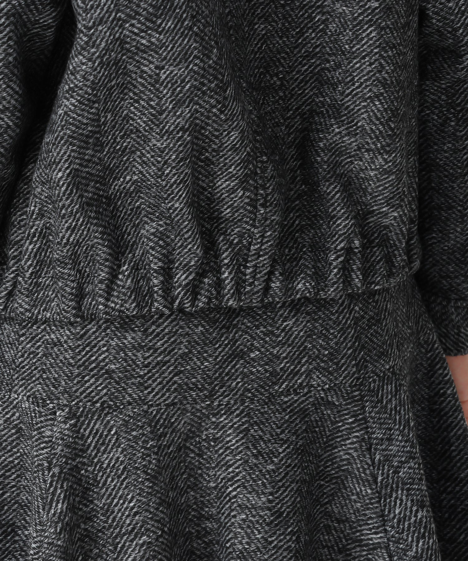 ミッシュマッシュ MISCH MASCH 2025秋冬新作 ヘリンボーン柄ステンカラージャケット MM548609 (BLACK/WHITE) BLACK/WHITE