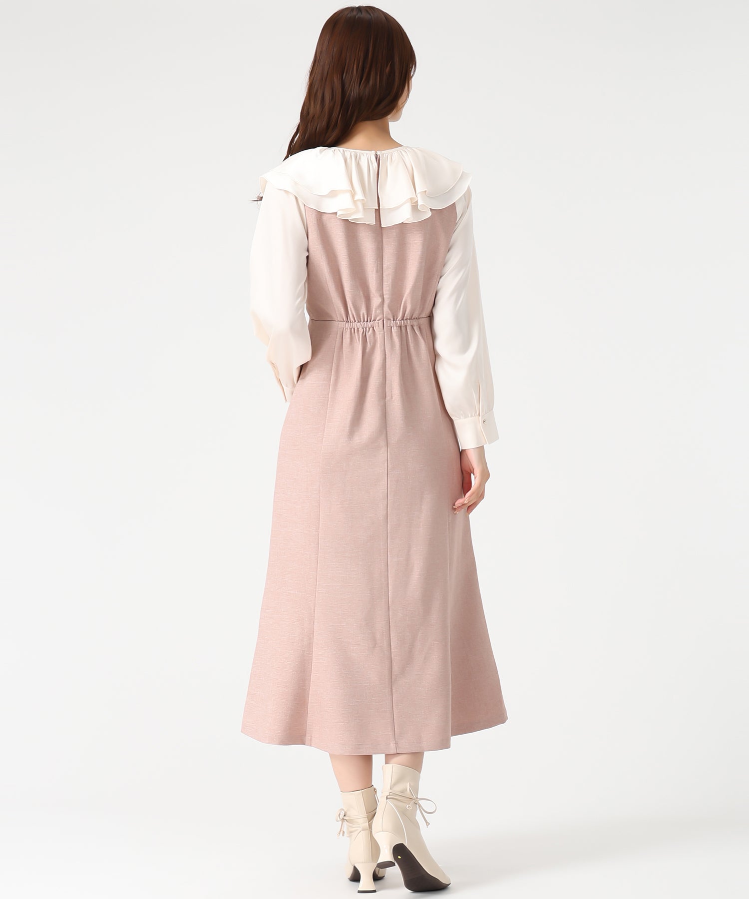 ミッシュマッシュ MISCH MASCH 2025秋冬新作 フリルカラーマーメイドワンピース MM547411 (BLACK) BLACK