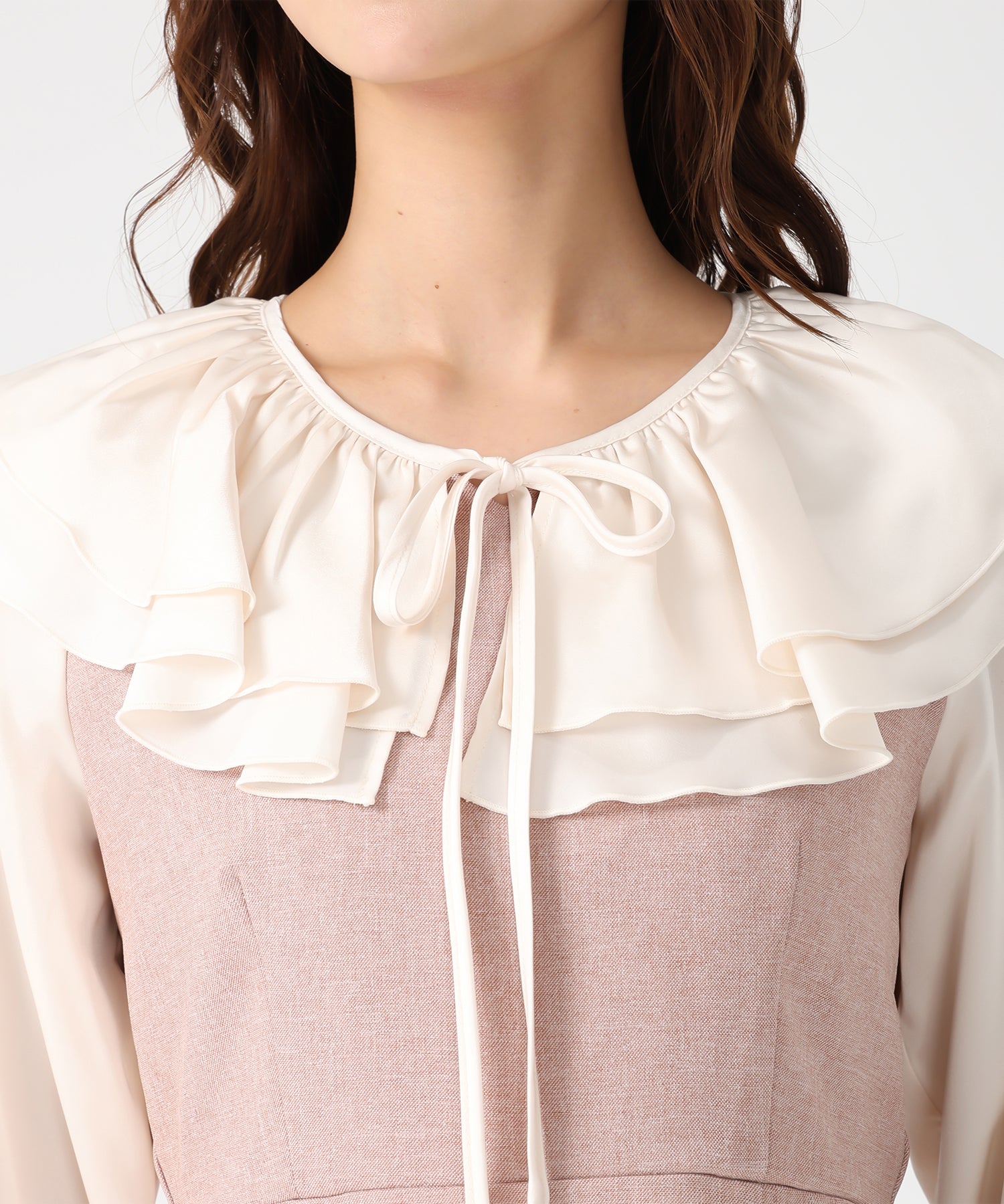 ミッシュマッシュ MISCH MASCH 2025秋冬新作 フリルカラーマーメイドワンピース MM547411 (BLACK) BLACK