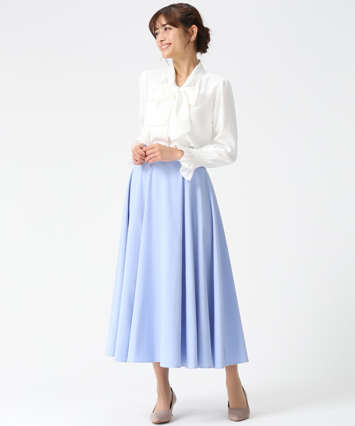 ミッシュマッシュ MISCH MASCH 2026春夏新作 ストライプフレアスカート MM617204 (WHITE) WHITE