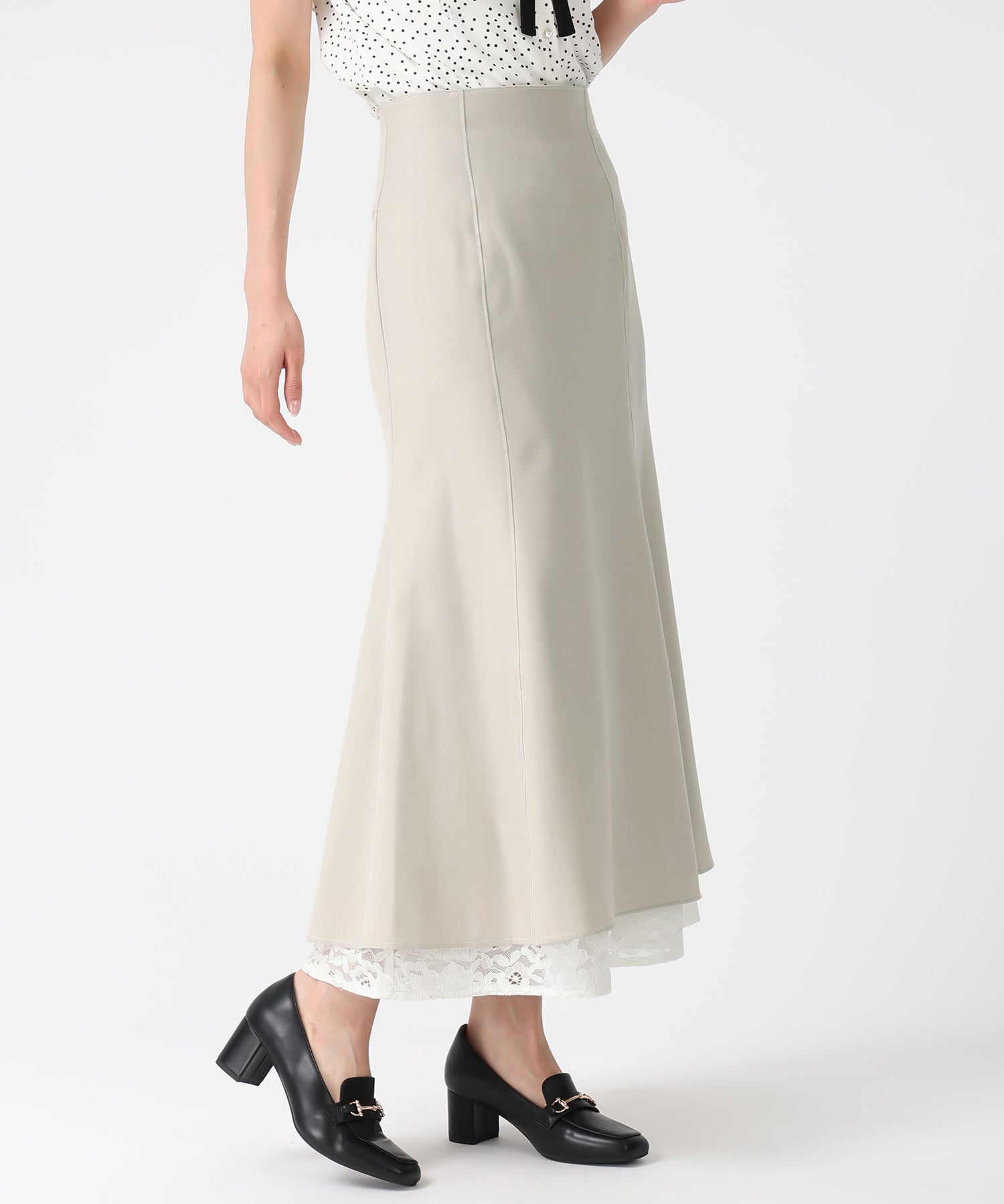 ミッシュマッシュ MISCH MASCH 2026春夏新作 裾レースマーメイドスカート MM617215 (BEIGE) BEIGE