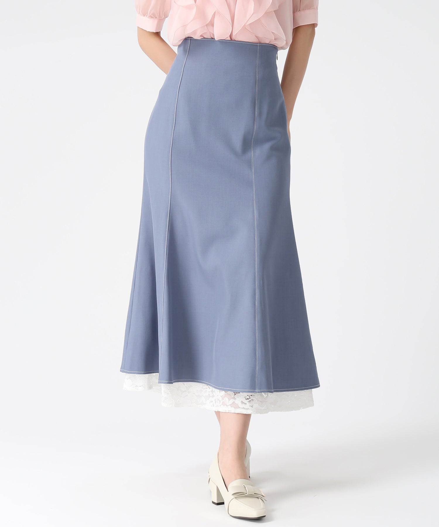 ミッシュマッシュ MISCH MASCH 2026春夏新作 裾レースマーメイドスカート MM617215 (BLUE) BLUE