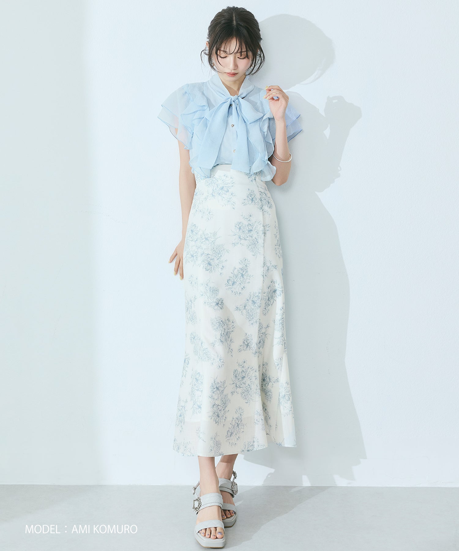 ミッシュマッシュ MISCH MASCH 2026春夏新作 フラワージュイレースアップマーメイドスカート MM627205 (BLUE) BLUE