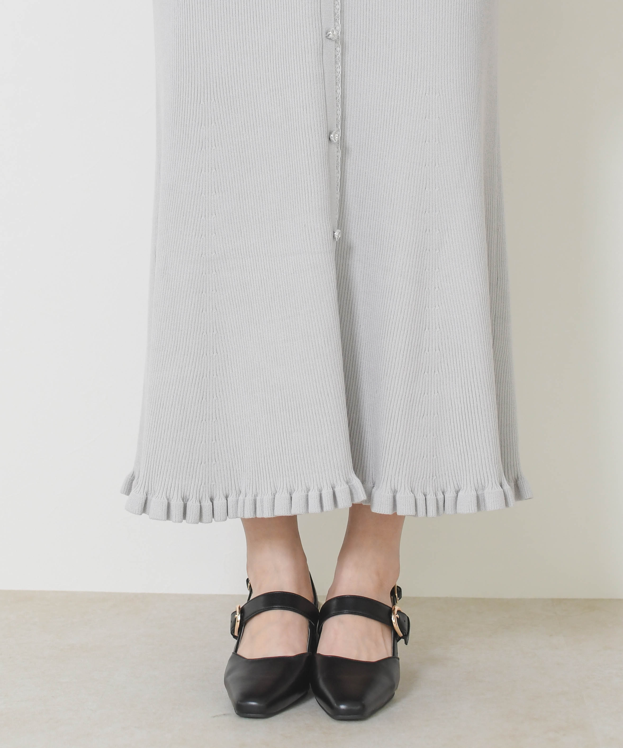 ミッシュマッシュ MISCH MASCH 2026春夏新作 レースフリルニットワンピース MM627423 (GREY) GREY
