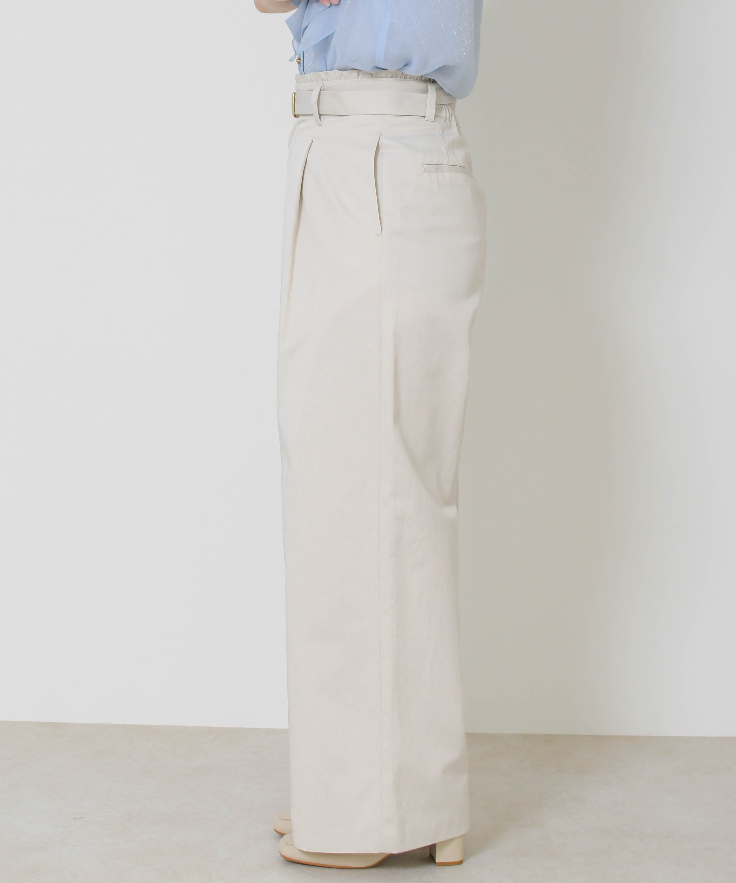 ミッシュマッシュ MISCH MASCH 2026春夏新作 ウエストフリルチノタックワイドパンツ MM627302 (BEIGE) BEIGE