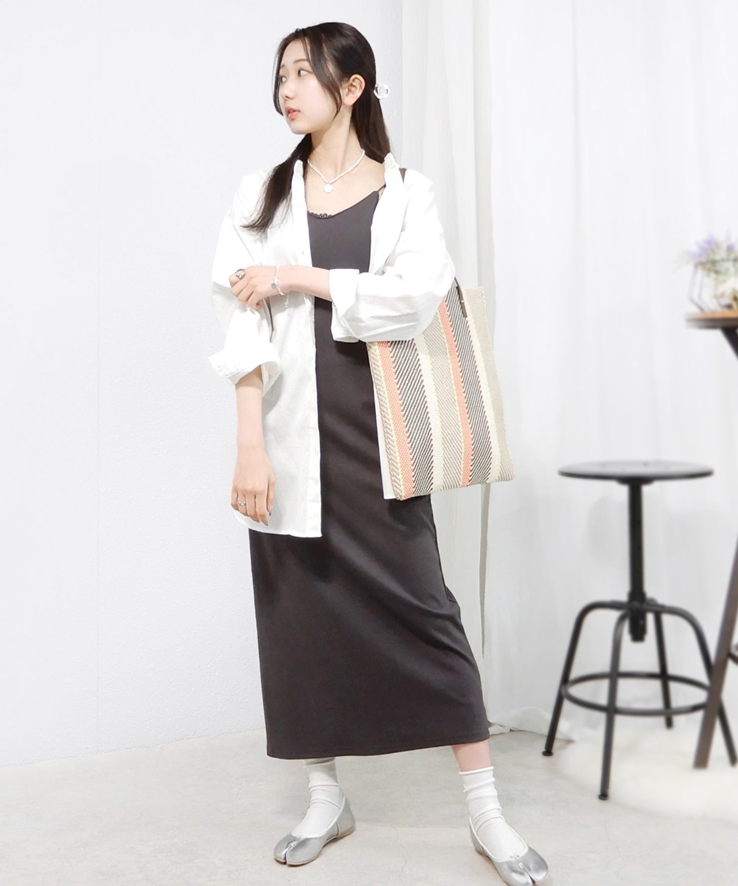 ミニア minia ミックスカラートートバッグ,オレンジ系