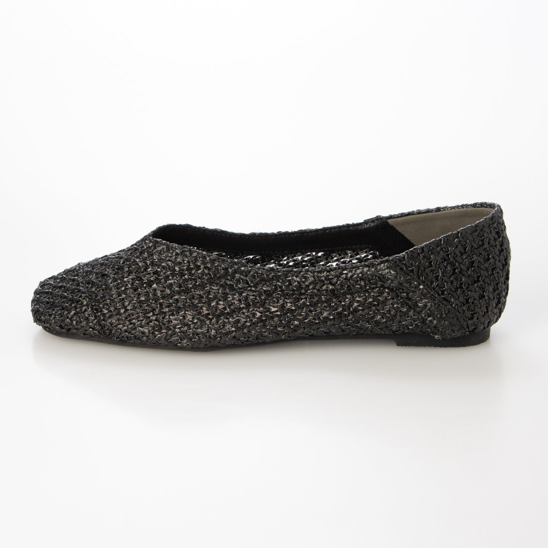 ミニア minia 斜めワイドスクエアトゥのVカットフラットパンプス/かかとが踏めるバブーシュ(211902) (ブラック系(雑材)) ブラック系(雑材)