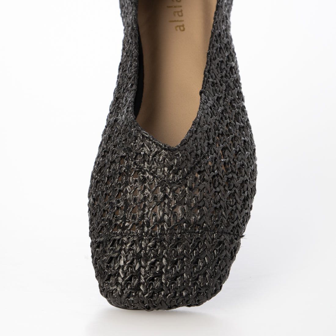 ミニア minia 斜めワイドスクエアトゥのVカットフラットパンプス/かかとが踏めるバブーシュ(211902) (ブラック系(雑材)) ブラック系(雑材)