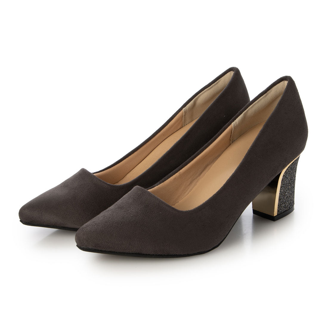 ミニア minia ゴールドヒールプレミアムパンプス(215400) (【Pm】グレー(sue)×グリッター) 【Pm】グレー(sue)×グリッター