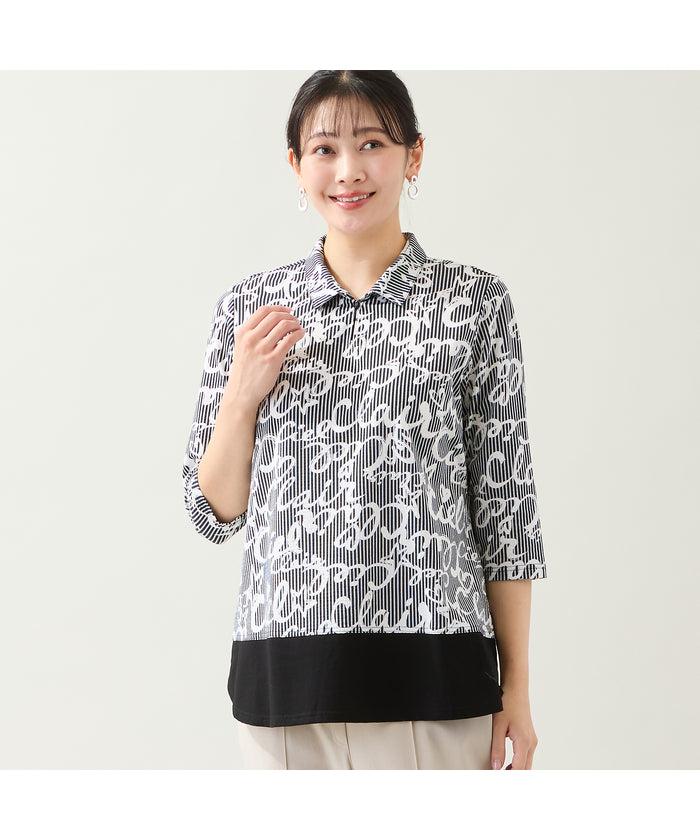 ミゼール missel 【洗える・WEB限定カラーあり・L~4Lサイズ】スキッパートップス (グレー) グレー