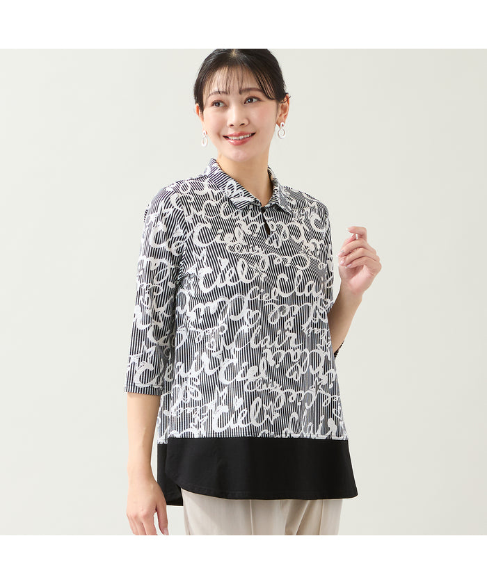ミゼール missel 【洗える・WEB限定カラーあり・L~4Lサイズ】スキッパートップス (グレー) グレー