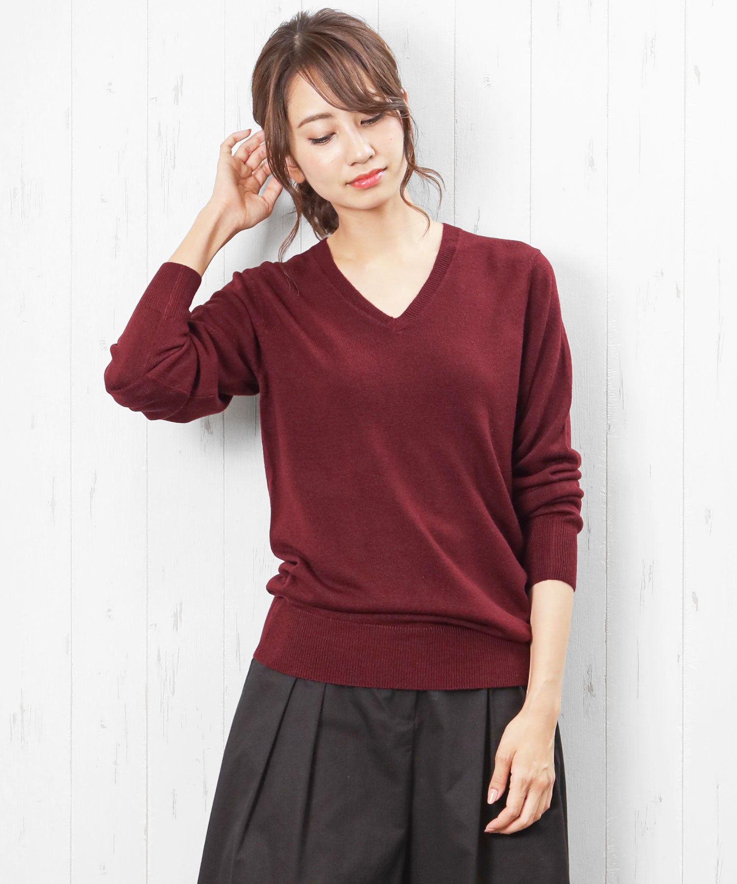 mili an deni Cashmere touch V-neck knit sweater
