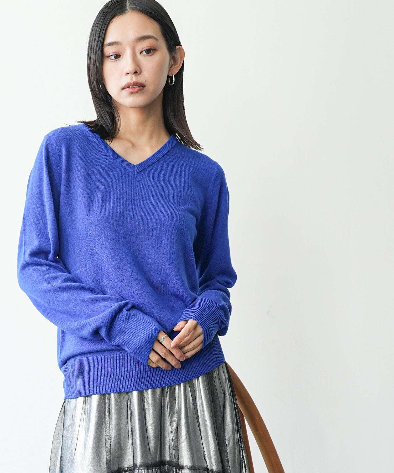 mili an deni Cashmere touch V-neck knit sweater