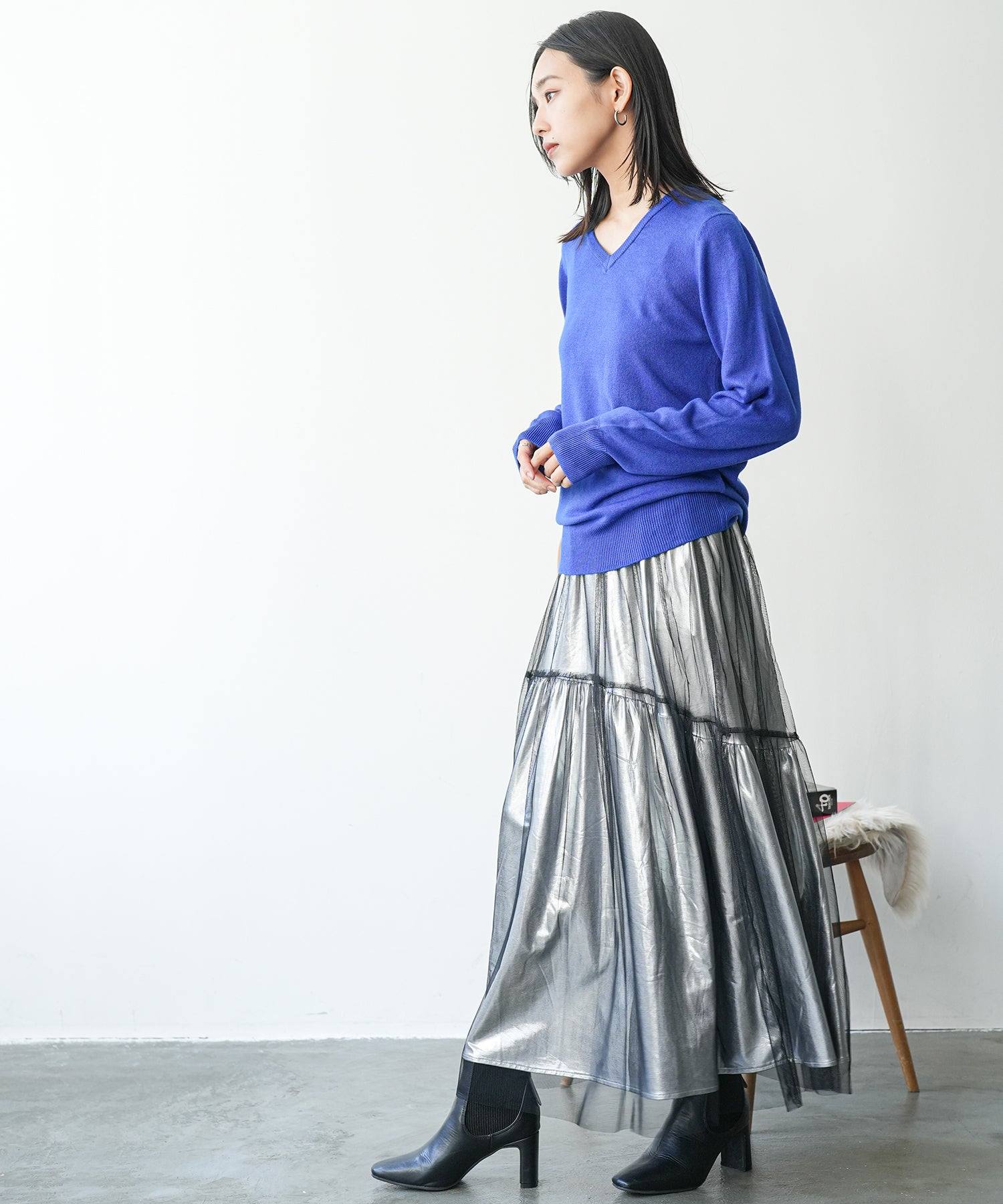 mili an deni Cashmere touch V-neck knit sweater