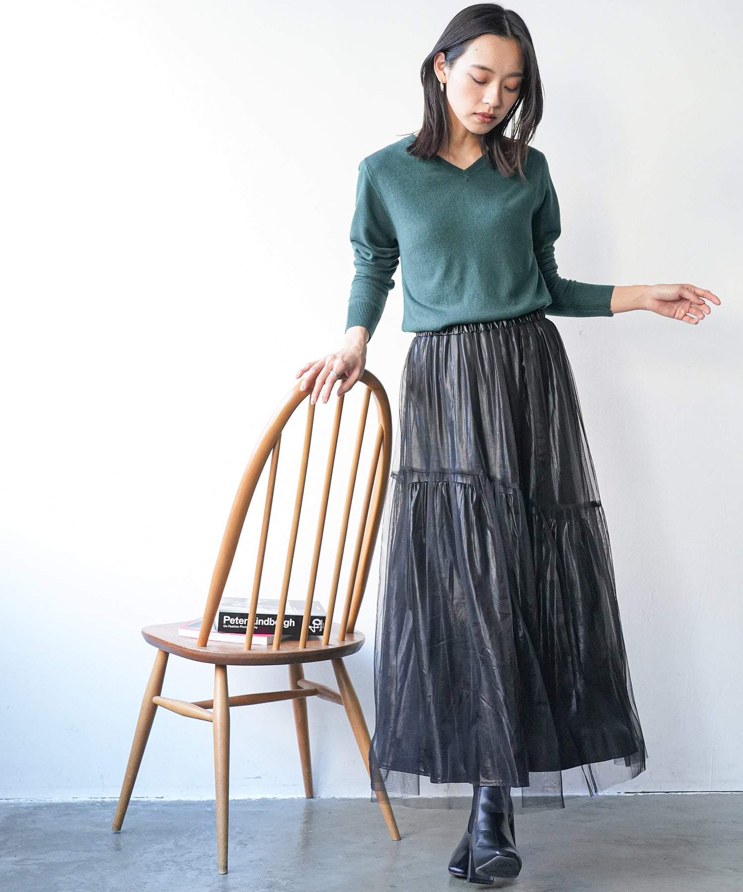 mili an deni Cashmere touch V-neck knit sweater