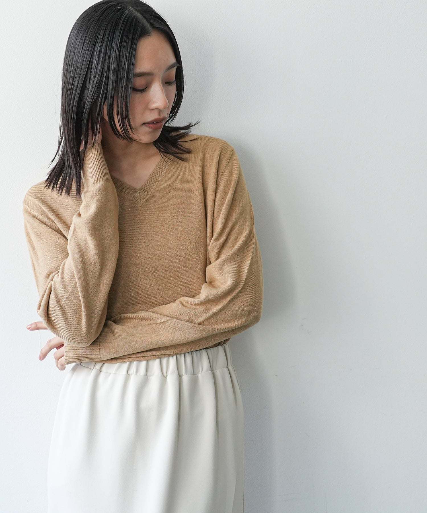 mili an deni Cashmere touch V-neck knit sweater