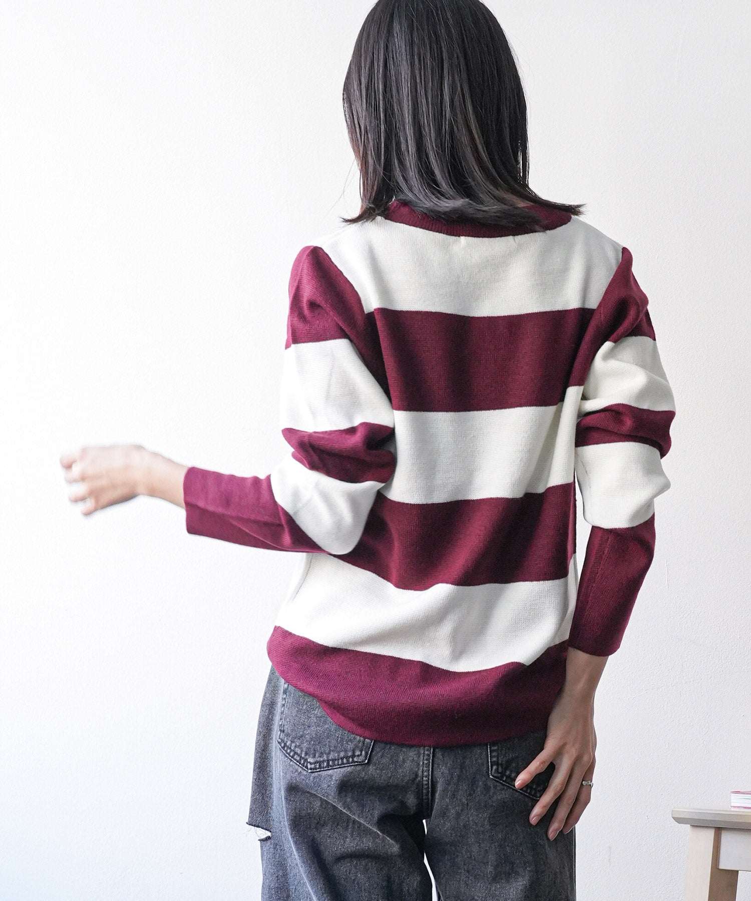 ミリアンデニ mili an deni ボーダーボトルネックニットセーター