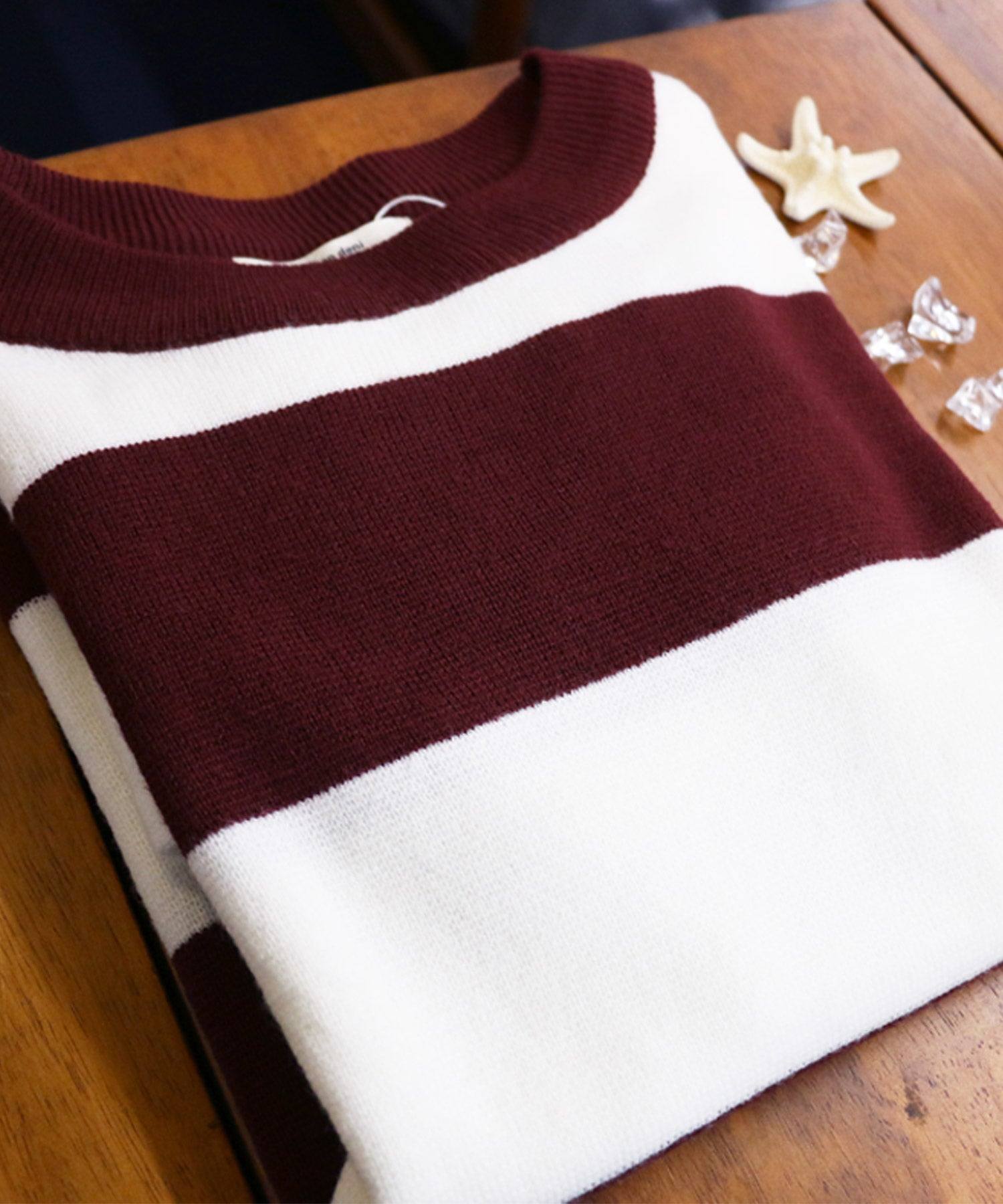 ミリアンデニ mili an deni ボーダーボトルネックニットセーター