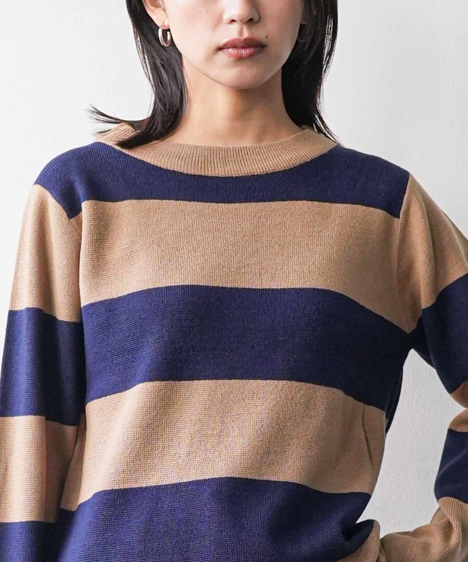 ミリアンデニ mili an deni ボーダーボトルネックニットセーター