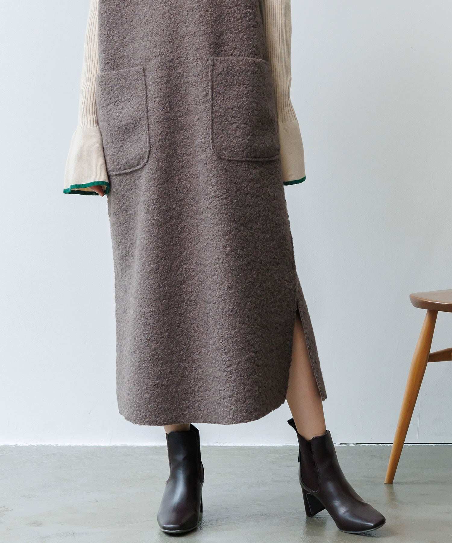 ミリアンデニ mili an deni フェイクリングリバーシブルキーネックワンピース