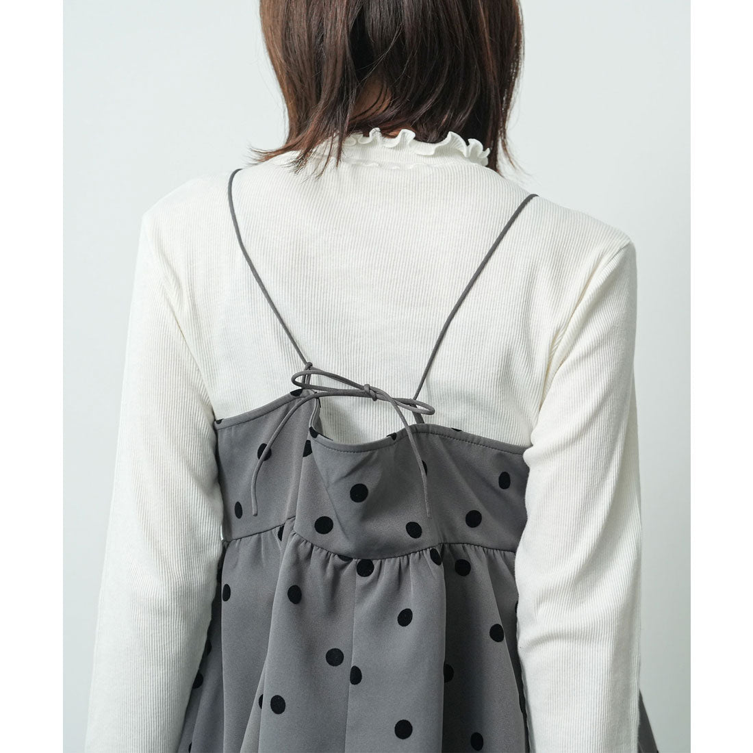 ミリアンデニ mili an deni フロッキードットペプラムキャミチュニック