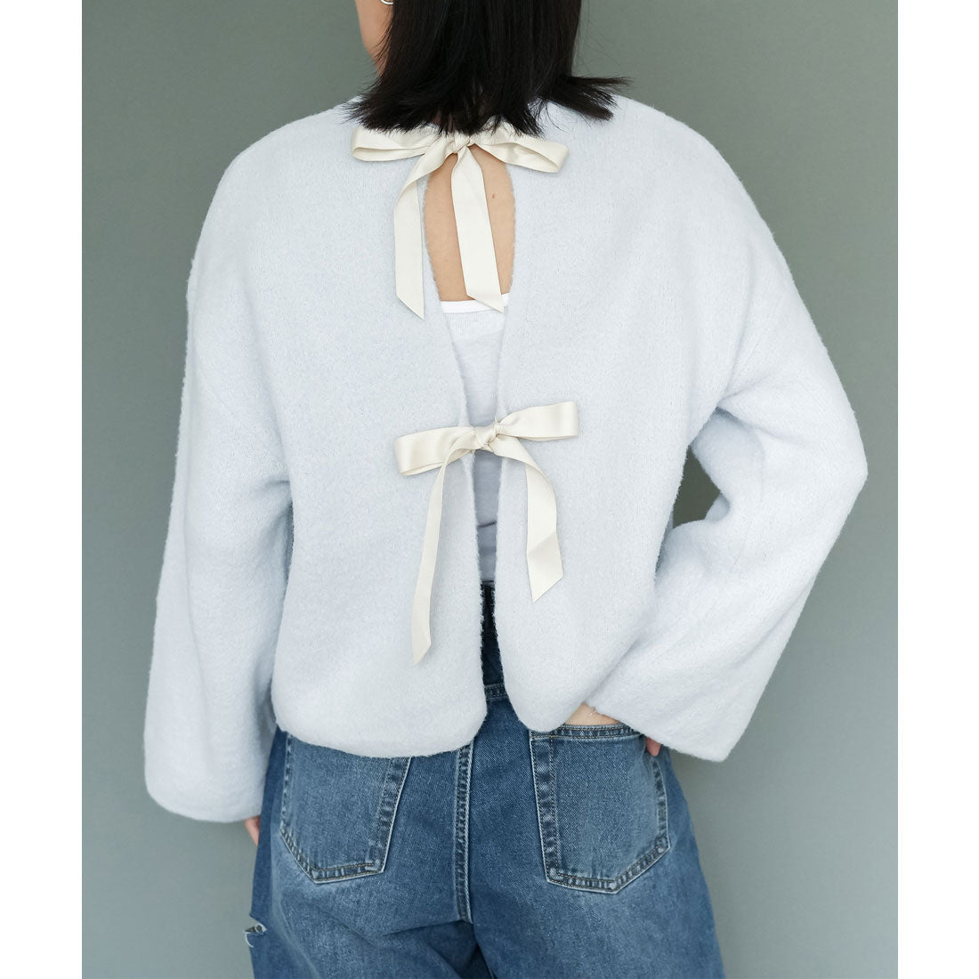 ミリアンデニ mili an deni バックリボンクルーネックニットプルオーバー