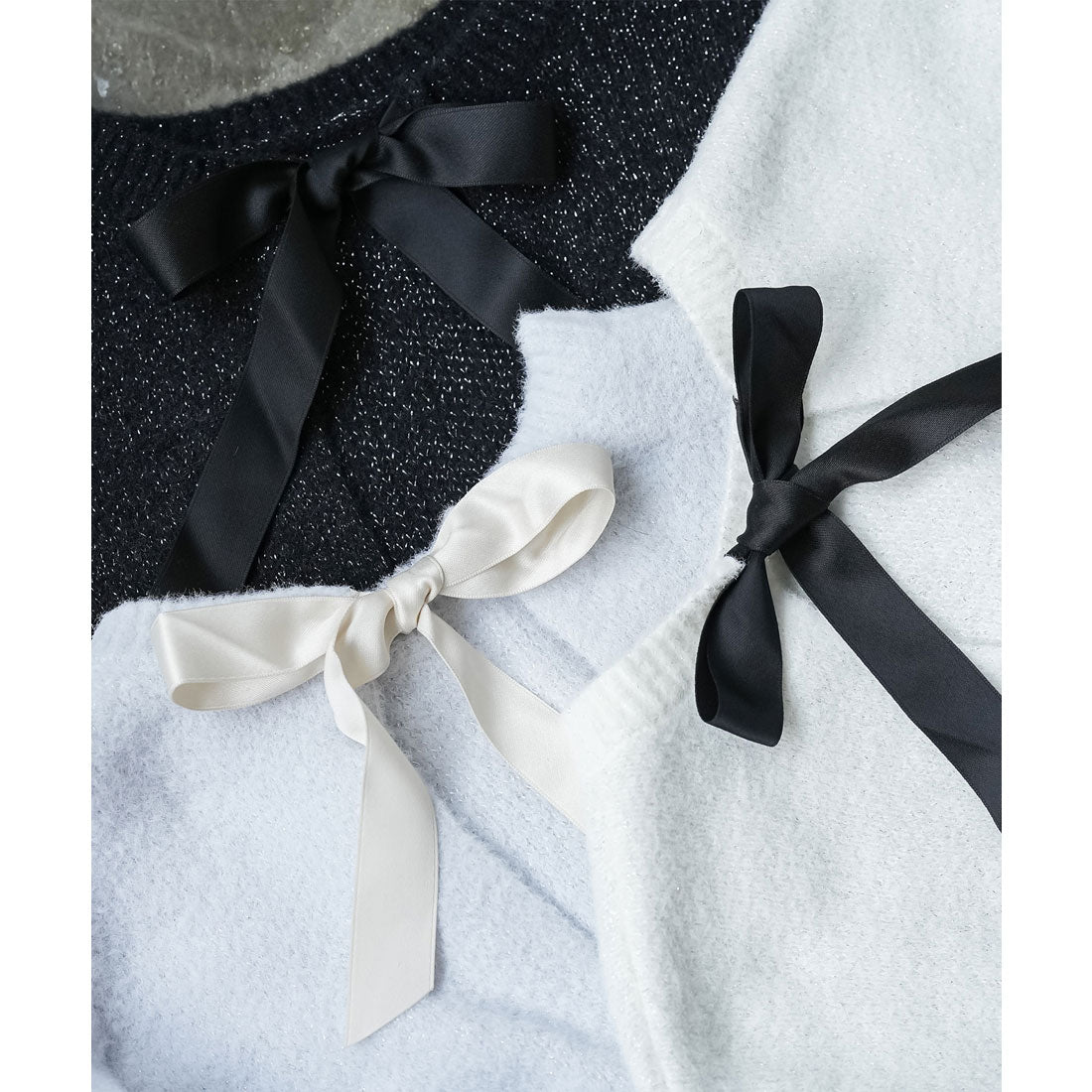 ミリアンデニ mili an deni バックリボンクルーネックニットプルオーバー