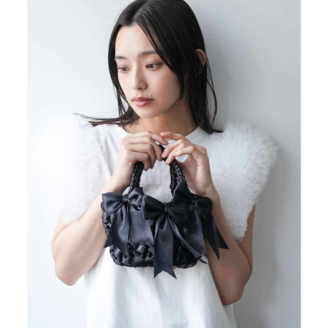 ミリアンデニ mili an deni リボン編みバッグ (BK) BK