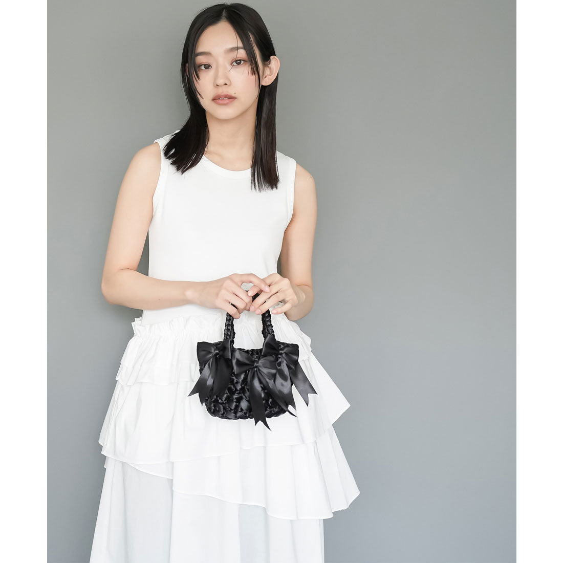 ミリアンデニ mili an deni リボン編みバッグ (BK) BK