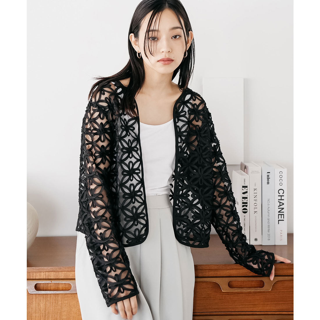 ミリアンデニ mili an deni コードレースノーカラージャケット (BK) BK