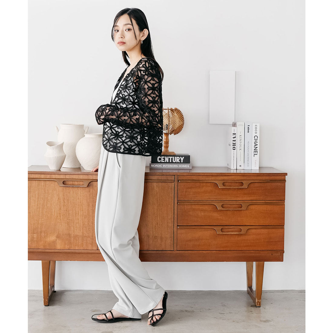 ミリアンデニ mili an deni コードレースノーカラージャケット (BK) BK