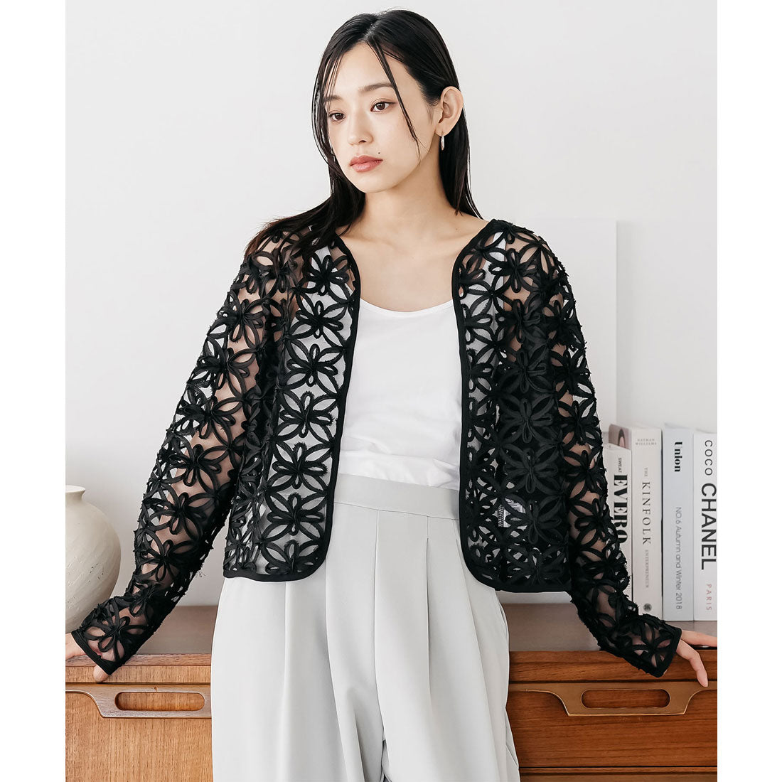 ミリアンデニ mili an deni コードレースノーカラージャケット (BK) BK