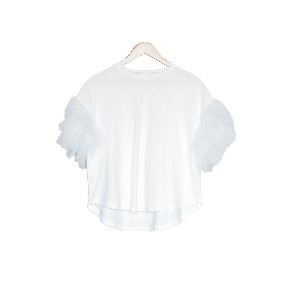 ミリアンデニ mili an deni チュールフリル袖Tシャツ (WH) WH