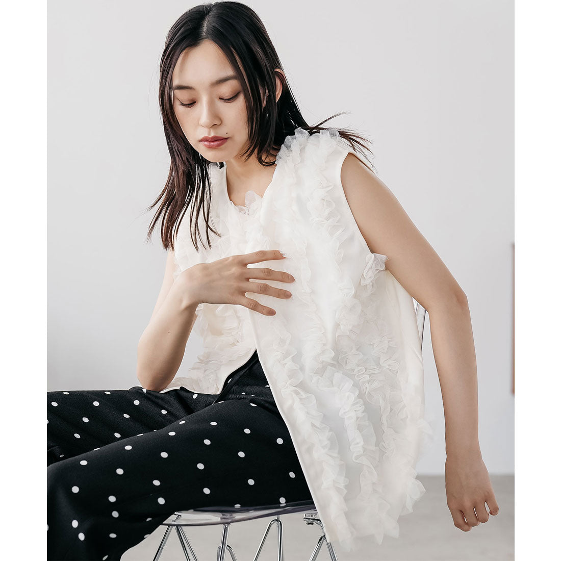ミリアンデニ mili an deni チュールフリルベスト (WH) WH