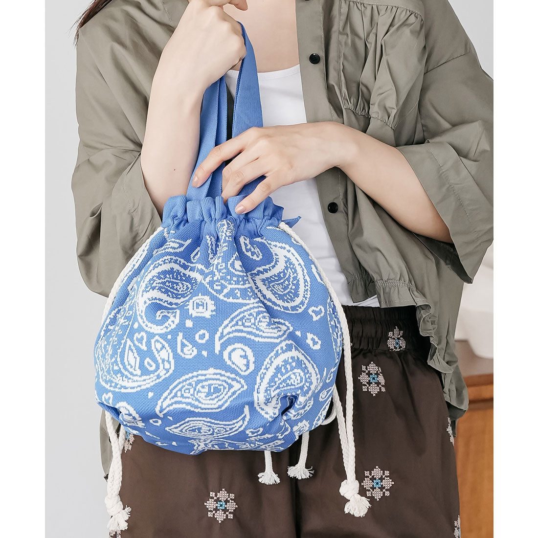 ミリアンデニ mili an deni バンダナ巾着バッグ (BLU) BLU