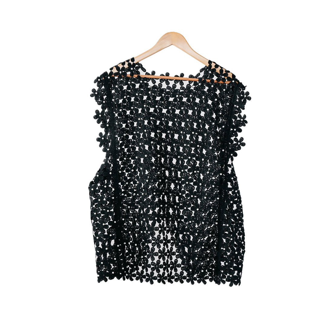 ミリアンデニ mili an deni パール付き花柄レースベスト (BK) BK