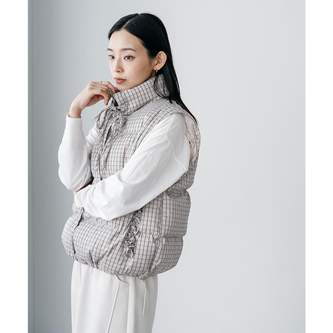 ミリアンデニ mili an deni 袖取り外しチェック中綿ブルゾン (BG) BG