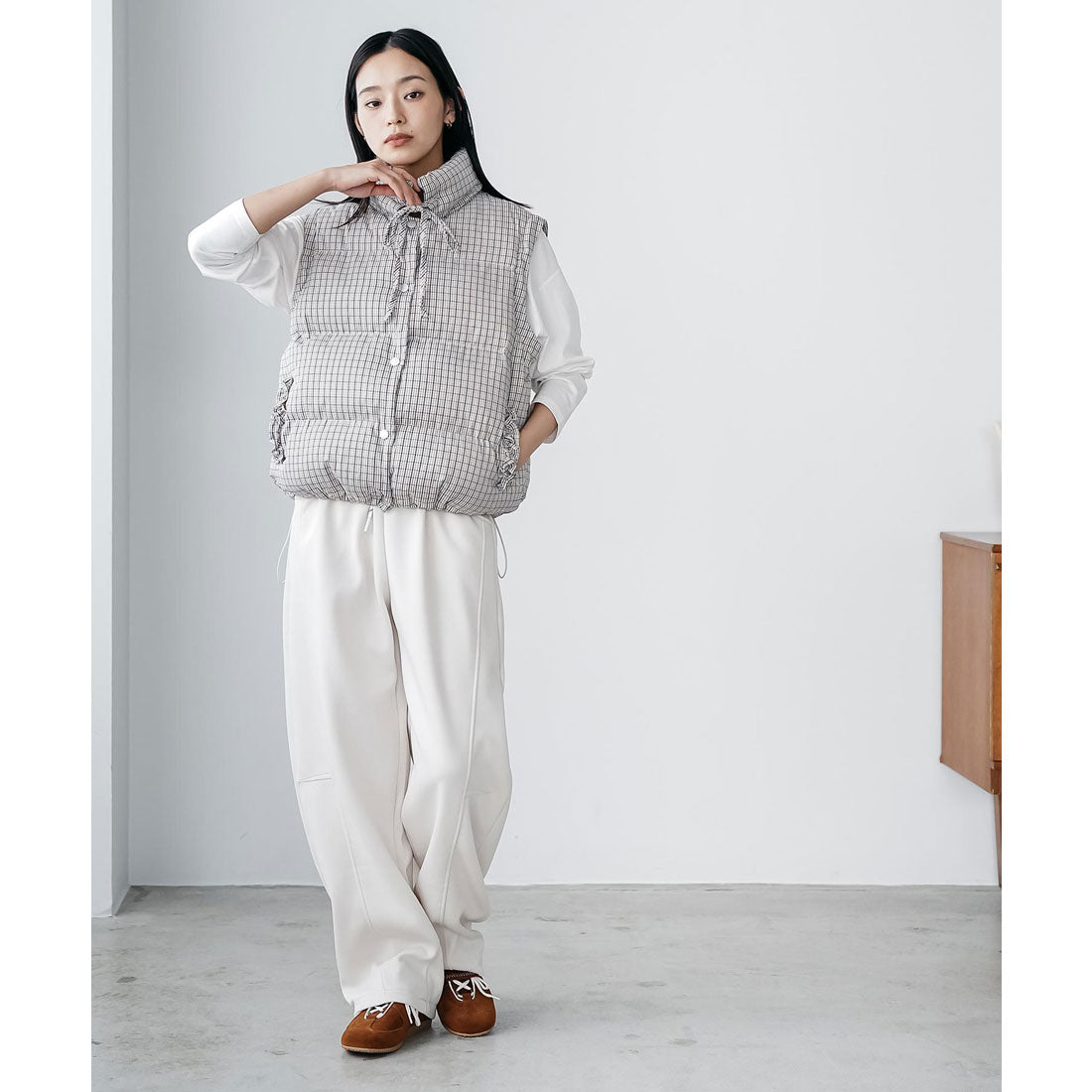 ミリアンデニ mili an deni 袖取り外しチェック中綿ブルゾン (BG) BG