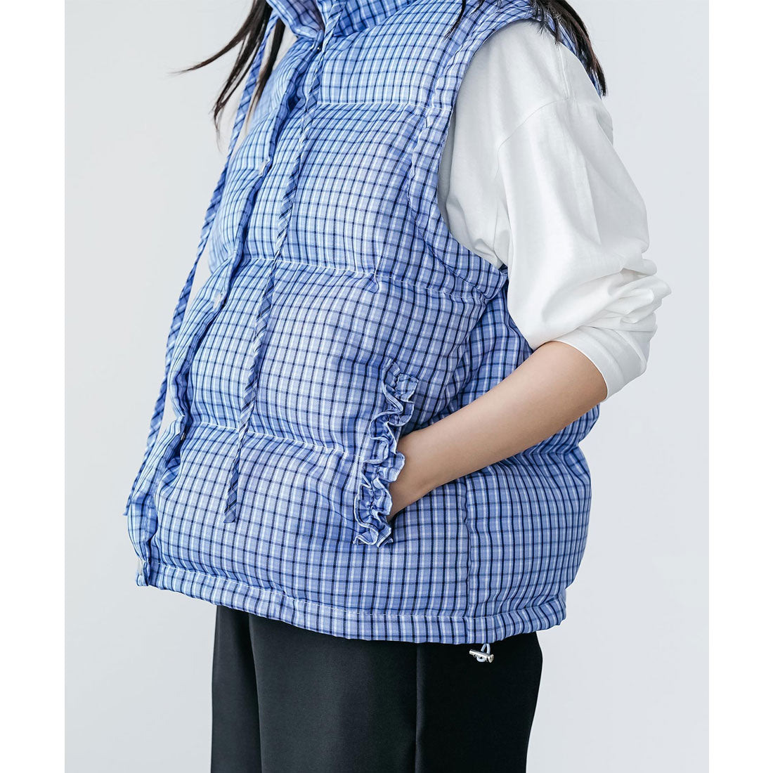 ミリアンデニ mili an deni 袖取り外しチェック中綿ブルゾン (BG) BG