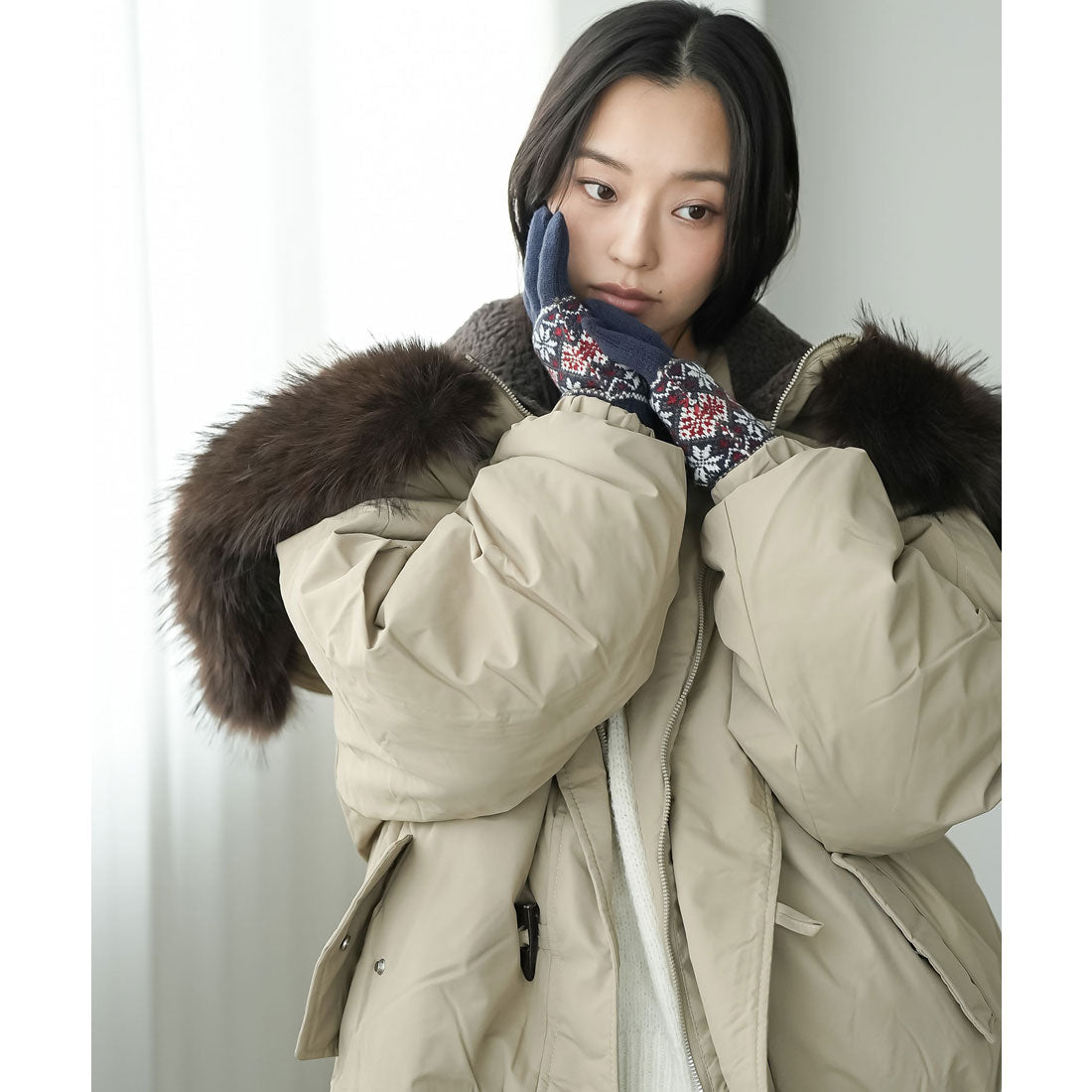 ミリアンデニ mili an deni スマホタッチ裏起毛手袋 (NV) NV