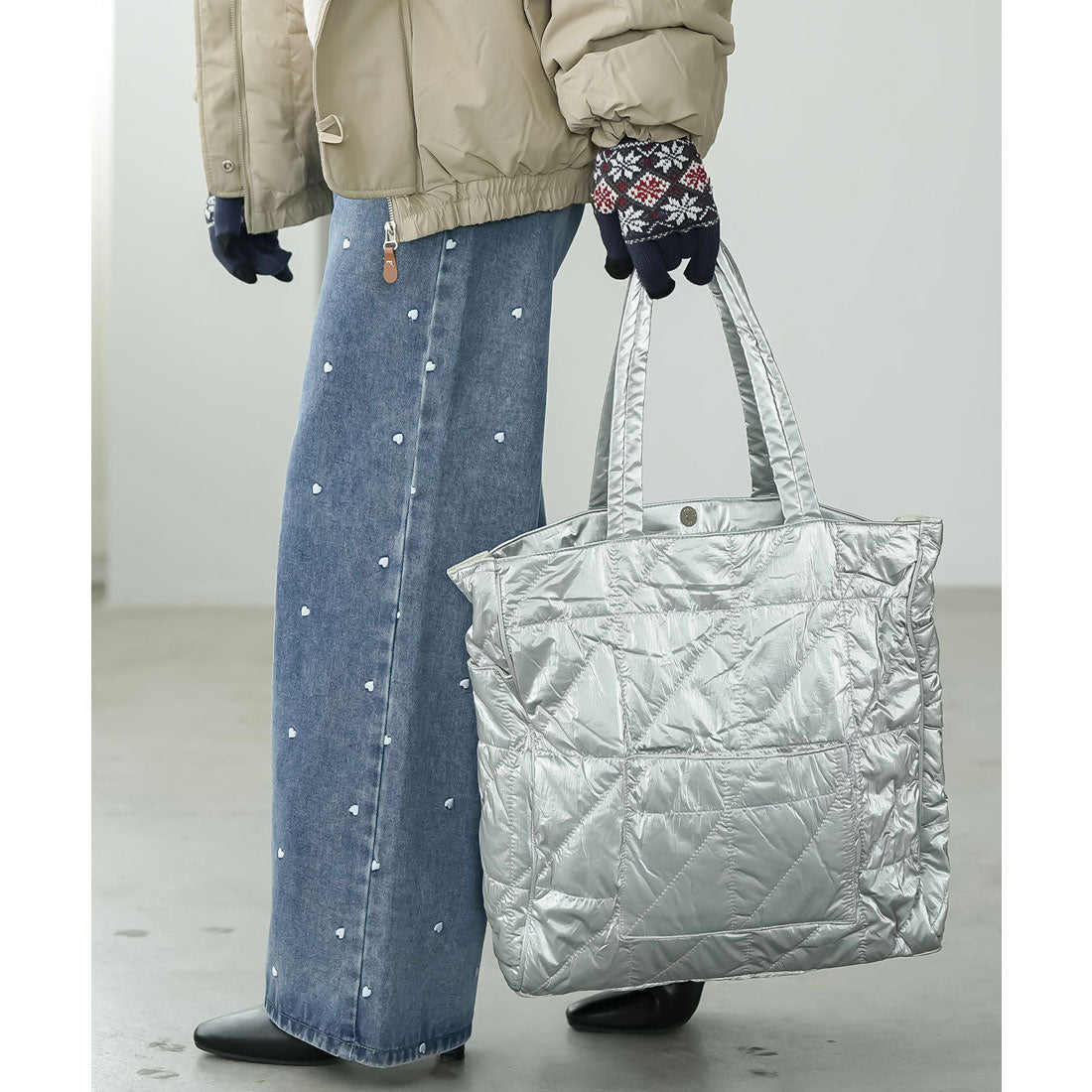 ミリアンデニ mili an deni スマホタッチ裏起毛手袋 (NV) NV