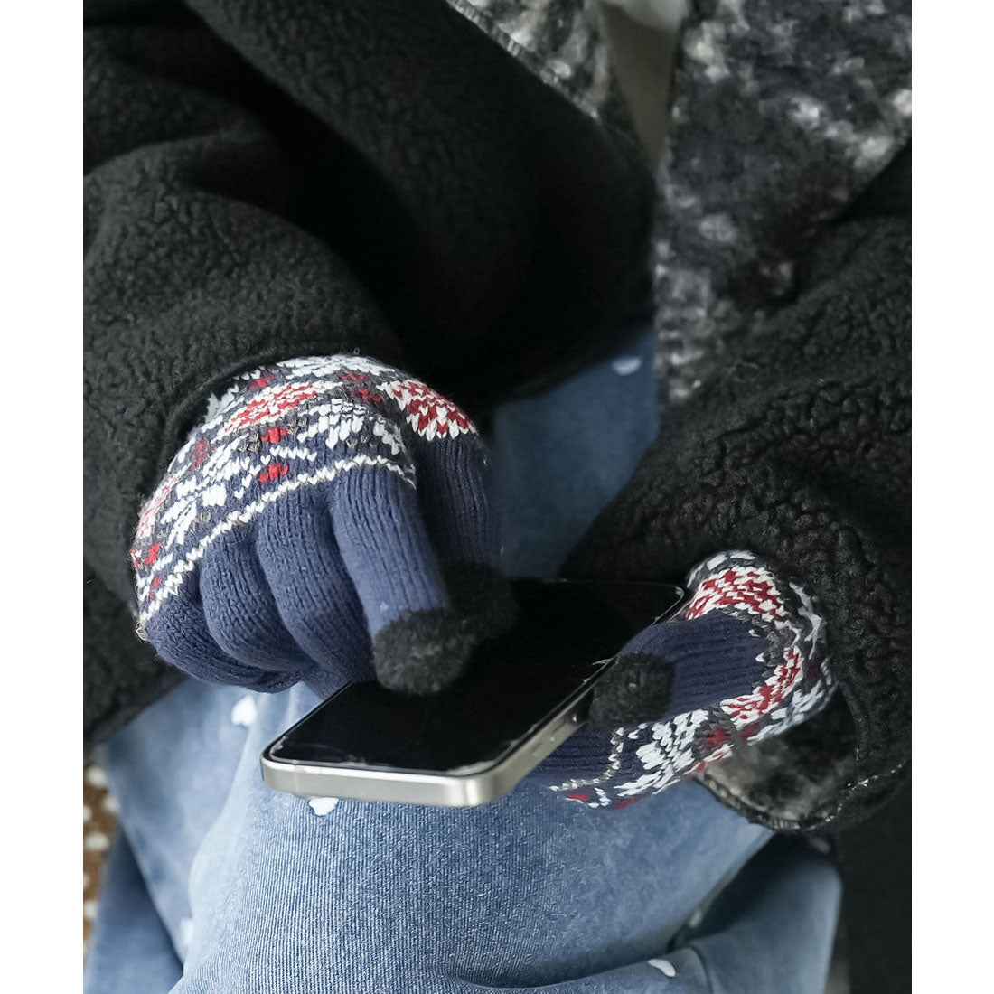 ミリアンデニ mili an deni スマホタッチ裏起毛手袋 (NV) NV