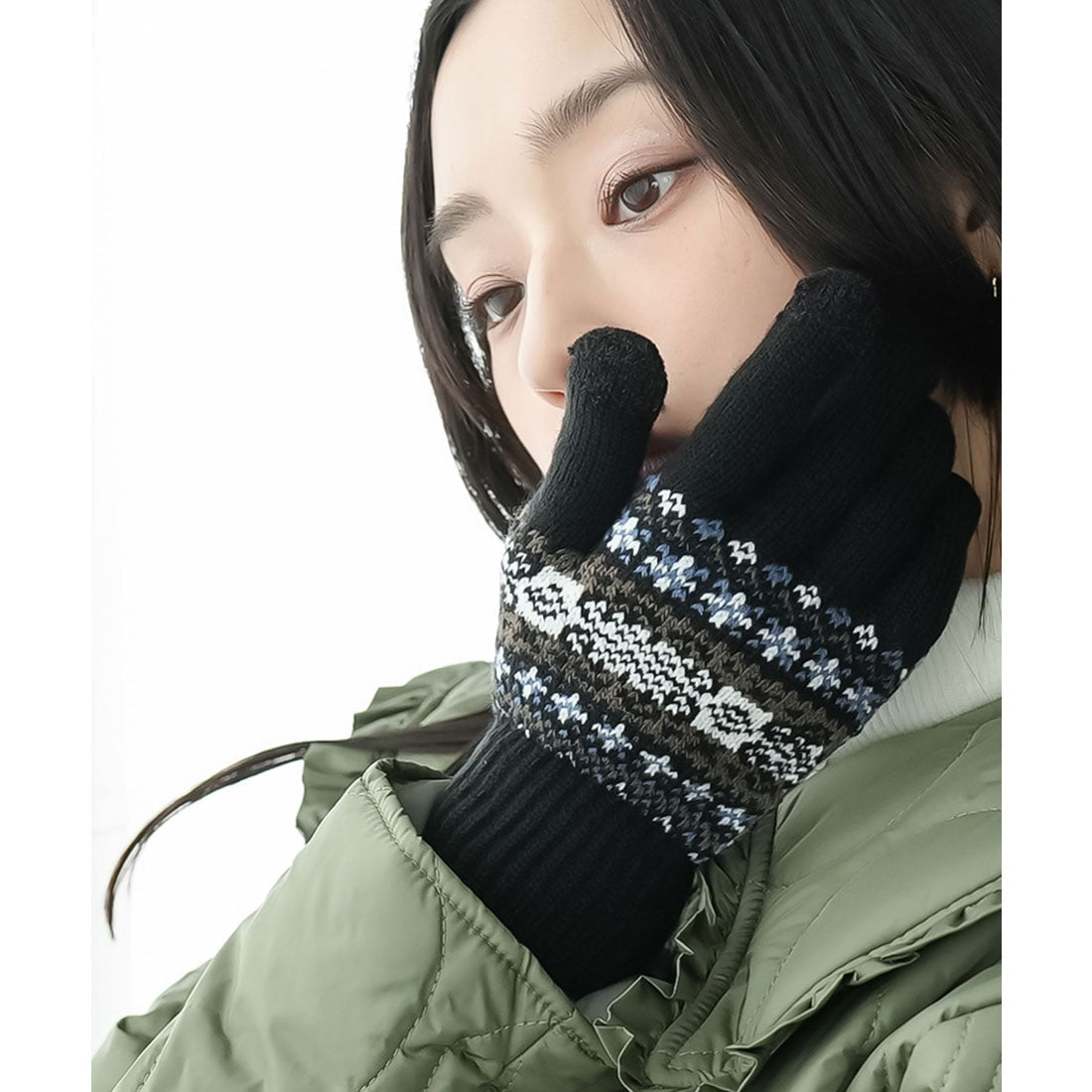 ミリアンデニ mili an deni スマホタッチ裏起毛手袋 (BK) BK