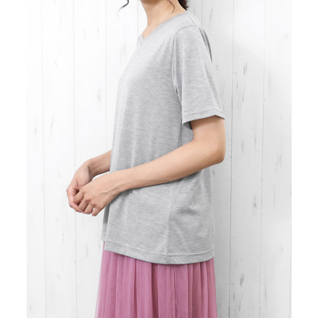 ミリアンデニ mili an deni ナノファインVネックTシャツ