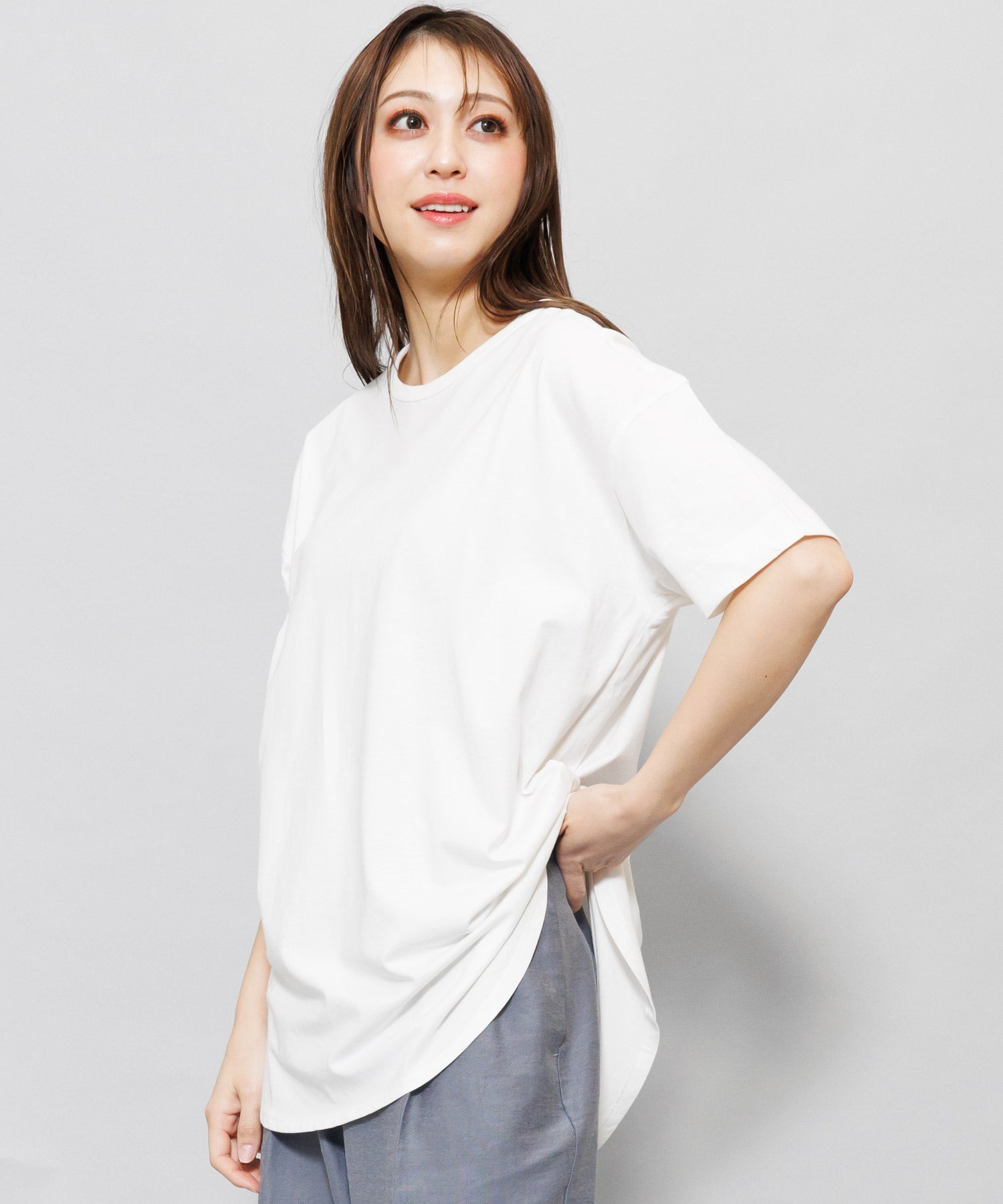 mili an deni 100% cotton short sleeve round hem T-shirt