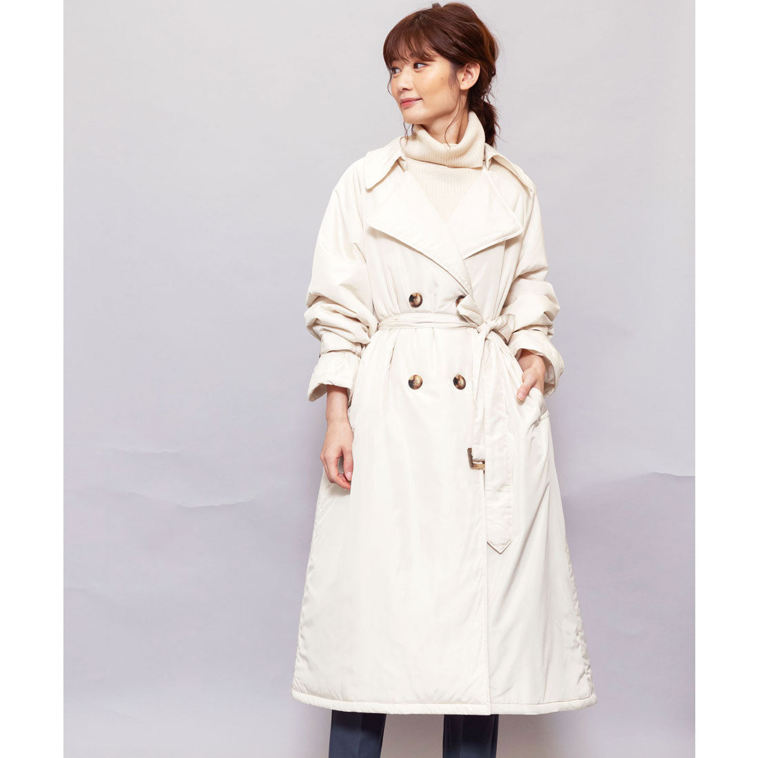 ミリアンデニ mili an deni 中綿トレンチコート,アイボリー