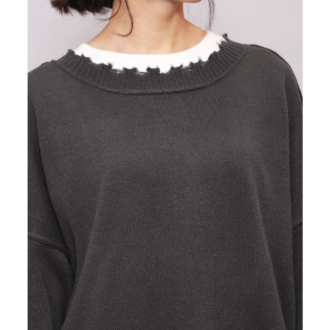 ミリアンデニ mili an deni ダーメージニットカーディガン (アイボリー) アイボリー