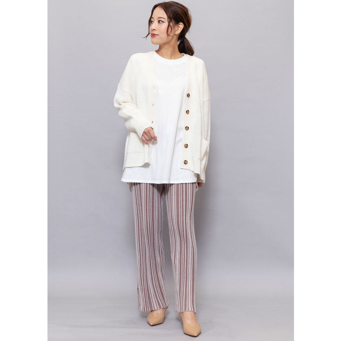 ミリアンデニ mili an deni ウール混ざっくりニットカーディガン