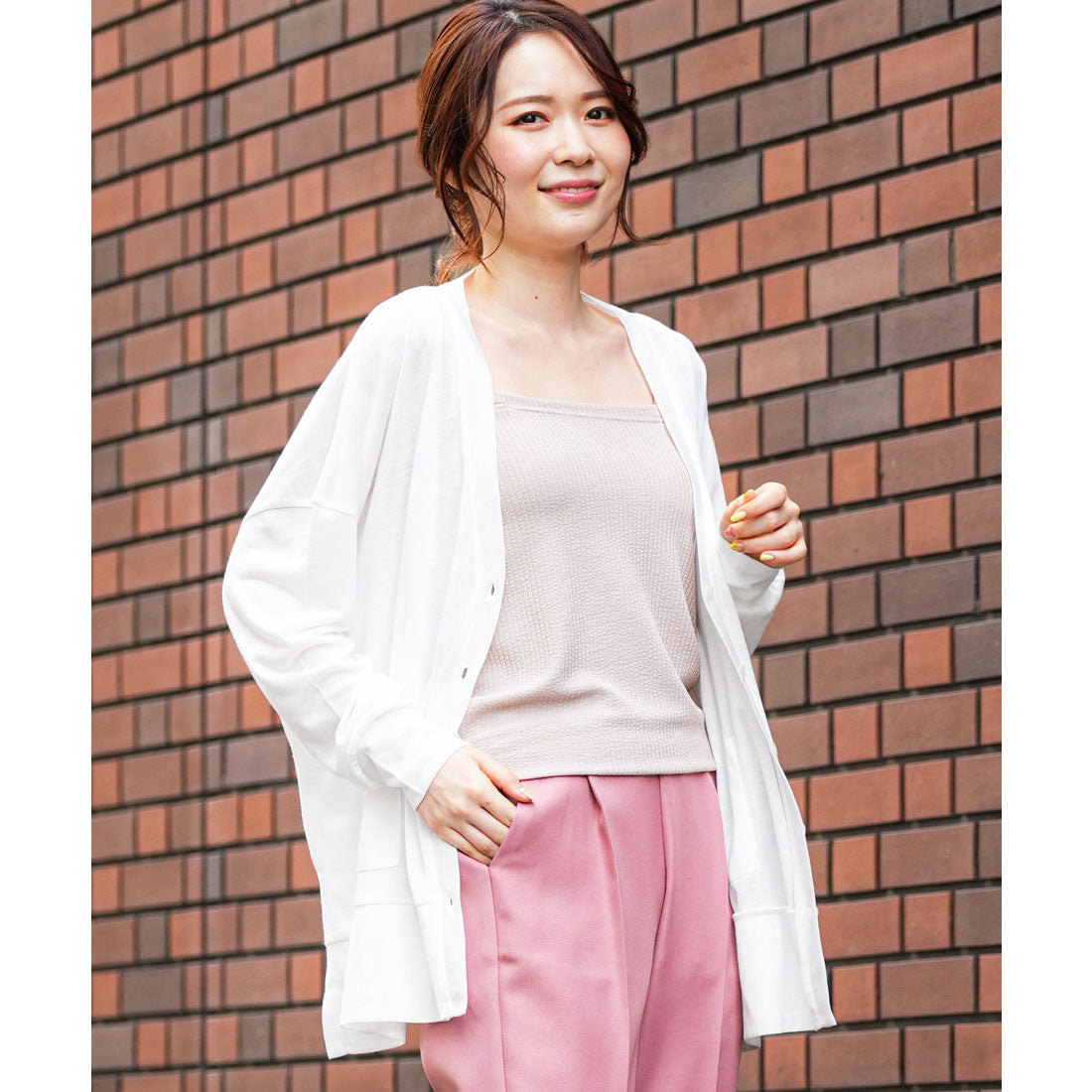 ミリアンデニ mili an deni UVサイドスリットVネックカーディガン