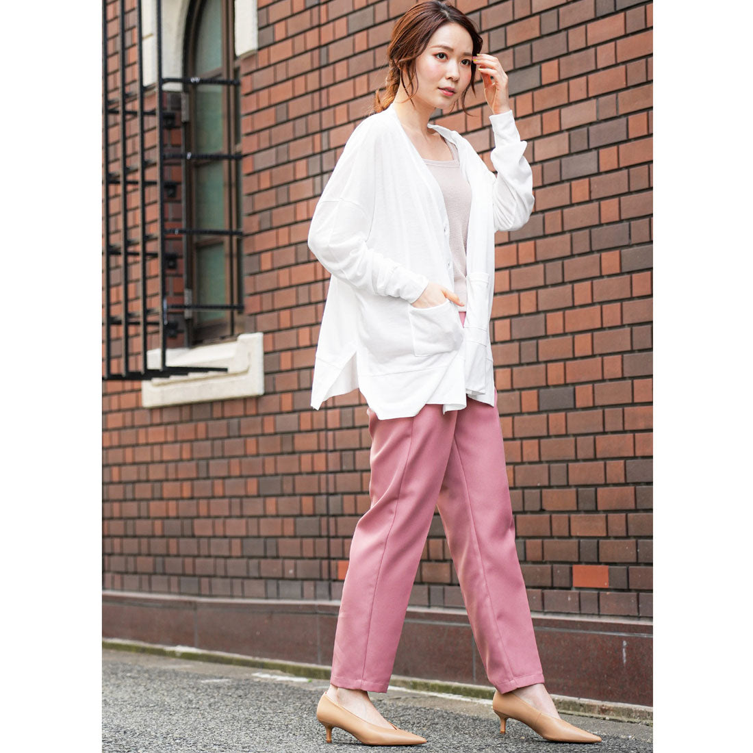 ミリアンデニ mili an deni UVサイドスリットVネックカーディガン